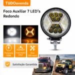 Luzes de Trabalho LED Redondas 78W – 12000LM com DRL Âmbar, Holofote Combo Feixe para Caminhão, SUV e Off-Road - Unidade