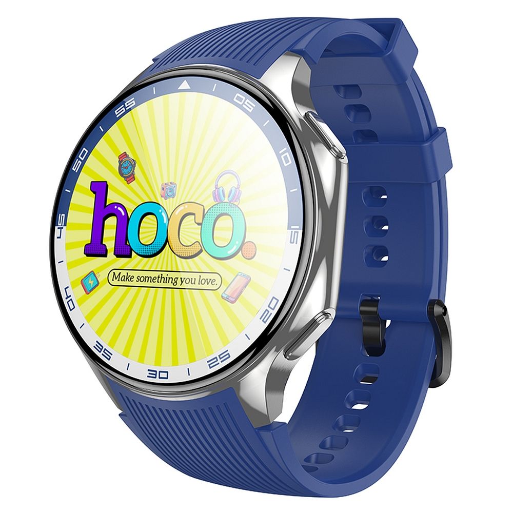 5568cdbb0c0347d5bf51c4362a2c44a8.jpg Smartwatch Hoco 1,43" AMOLED IP67 com função de chamada Y24 Azul - Image 1