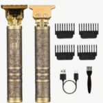 Aparador de Pelos Elétrico Profissional 2 em 1 – Máquina de Cortar Cabelo e Barba Sem Fio, Recarregável USB