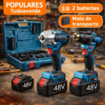 Kit Máquina de Impacto 520Nm E Berbequim + 2 Baterias + Carregador + Mala com Acessórios