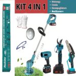 Kit de jardinagem 4 em 1: motosserra, tesoura de poda, cortador de grama, soprador, 2 baterias de 88V - Image 2
