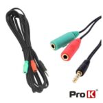 Cabo Jack 3.5mm Macho 4P / 2 Jack 3.5mm Fêmea 1m PROK