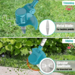 Aparador de Relva Sem Fios 21v | Aparador de Jardim com 2 x Baterias de 3Ah, Lâminas de Metal & 2 Lâminas de Serra Circular, Cabeça Rotativa de 90°, Lâminas de Substituição de Troca Rápida para Poda de Jardins, Relvados | Plástico, Bateria de Lítio Recarregável, 305mm a 762 - Image 3