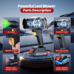 Soprador de Folhas Sem Fio com 2 Baterias e Carregador - Soprador de Folhas Elétrico Pesado e Portátil, Leve e Manual com Motor Potente para Calçadas, Pátios, Gramados e Avenidas - Ideal para Uso Doméstico e Comercial - Image 8