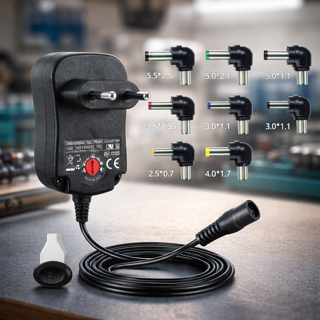 ChatGPT Image 10_01_2026, 17_10_09 Transformador 12W com 6 Plugues Intercambiáveis – Universal e Confiável PJ-015 - Image 1