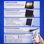 FOCO SOLAR 500W COM PAINEL SOLAR E COMANDO - Image 4