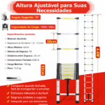 Escada telescópica em alumínio 4,4 m – 15 degraus