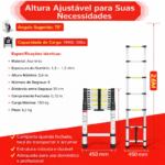 Escada Telescópica em Alumínio – 2,6 m | 9 Degraus