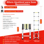 Escada Telescópica em Alumínio – 2 m | 7 Degraus
