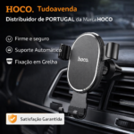Suporte para smartphone Hoco com sistema de gravidade para grade do CA56 PLUS, em metal preto.